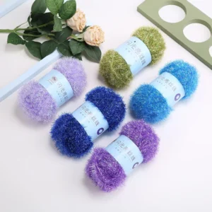 Fancy Glass Yarn Hand knitted Crochet DIY Doll Gold Thread Bag Braided 100% Polyester Abrasion Resistant Bright Silk Yarn