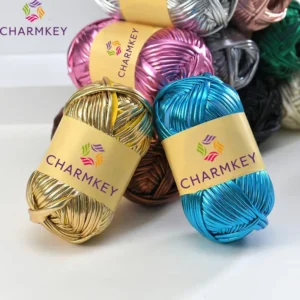 Fancy Multiple Colors Polyester Metallic Leather T Shirt Cloth Yarn Chunky for Crocheting Bags