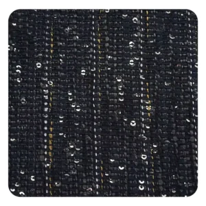 Fashion Stripe Sequin Acrylic Fibers Fancy Yarn Dyed Tweed Fabric for Dress Coat