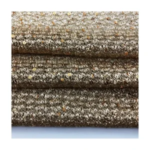 Fashionable Trends Sparkle Sequin Knitted Good Draping Lurex Net Glitter Metallic 4 Way Stretch Mesh Fabric for Dress Party wear