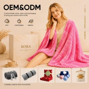 Faux Fur Knitted Throw Blanket Eco Friendly Soft Fuzzy Plush Tie Dye Magenta For Home Decor