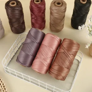 Faux Leather T Shirt Yarn for Beginner Crochet Bags Basket Metallic Tshirt Yarn Crochet Single Side Faux Leather for DIY Craft