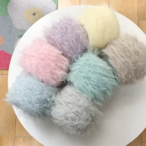 Faux Mink Fur DIY Polyester Blended Yarn High Tenacity Fancy Yarn for Hand Knitting Weaving and Sewing