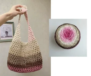 Flower Bud Yarn Hollow Cotton Colored 250g Segment Dyed Cake Yarn DIY Hand Crocheted Bag Hat Rainbow Yarn
