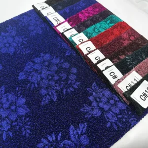 Flower Embossed Metallic Knitted Jersey Fabric Patterned