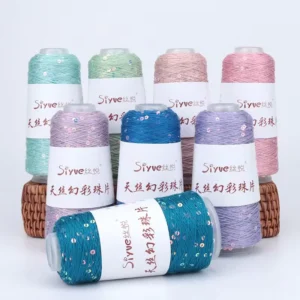 For 100% Cotton Slub Yarn with Dyed Sequins (3mm & 6mm) for Hand Knitting & Crochet Eco Friendly