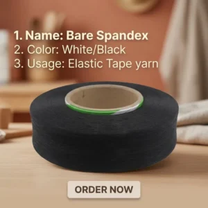 GRS Certificates Bare Spandex 560d DTY White/Black Knitting Yarn Made Recycled Materials for Elastic Tape