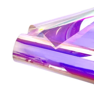 GRS OEKO TEX Certified PET Recycled Spangle Iridescent Film Phantom Purple Laser Rainbow Roll Metallic Yarn