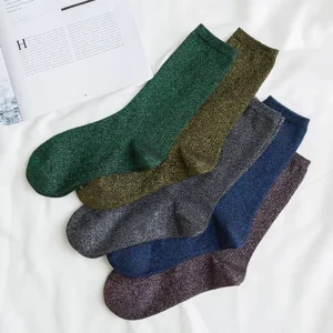 Glitter Dresses Socks for Spring Autumn Ladies Socks Metallic Shiny Yarn Woven Women Gold Silver Socks