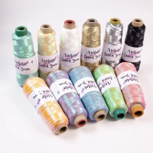 Glitter Metallic Yarn 1MM X 220M Sparkly Yarn for Crocheting Luxury Metallic Thread Colorful 3Ply Cored Thin Crochet Thread