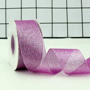 Gold Glitter Christmas Wired Edge Ribbon 38MM Gold and Silver Metallic Ribbon