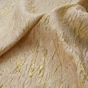 Gold Jacquard Brocade Fabric with Metallic Accent