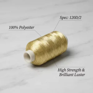 Gold Metallic High Temperature Resistant Mercerized Embroidery Thread 100% Polyester for Premium Clothing Sewing Crochet Use
