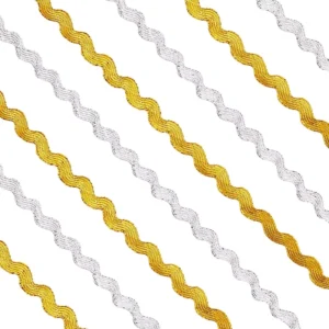 Gold Silver RIC Rac Wavy Bending Ribbon Rick Rack Webbing Edge Fringe Trim Zig Zag for Sewing Flower Making Wedding Party Lace