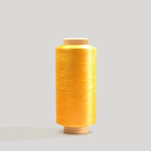 Golden Yellow 100% Polyester 150D/300D DTY Eco Friendly Core Spun Dyed Yarn Breathablele