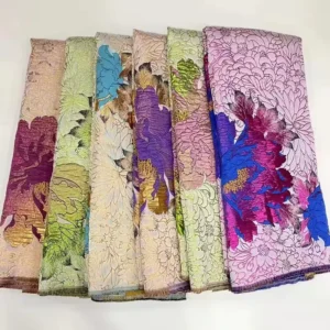 Good Quality 100%polyester Woven Customize Fashion Yarn Dyed Metallic Jacquard Brocade Fabric for Dress