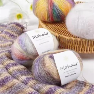 Gradient Dye DIY Knitting Thread Weaving Tufting Hand Crochet Yarn Fancy Yarn 100% Mohair Yarn Fluffy Yarn Crochet