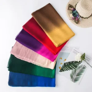 Gradient Silk Scarf Shawls Soft Ladies Head Scarf Muslim Solid Color Hijabs Scarves