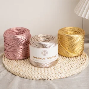 Hand Knitting Craft DIY Crochet Thread 200g Spun Packing Chunky Metallic T Shirt Yarn Sparkle Polyester Fabric Strip Yarn