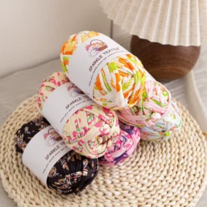 Hand Knitting DIY Thread 100g Multicolor Dyed Printing 40 Colors Weaving Chunky Fabric T Shirt Yarn Polyester Fabric Strip Yarn