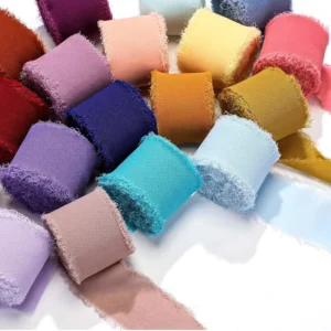 Hand Rippon Rouge Chiffon Webbing Tassel Webbing Bow Decorative Snow Yarn Silk Cloth Strip for Wedding Hand Held Ribbon