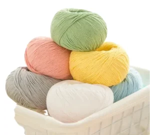 Hand Woven 50g roll 2mm Wide 100% Cotton rainbow Baby Cotton Yarn Ball