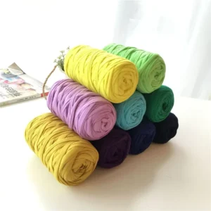 Hand Woven Yarn 3cm 210g T Shirt Cloth Fabric Cotton Polyester Knitting Crochet Yarn