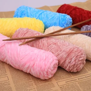 Handmade DIY Knitted Scarf Chenille Gold Velvet Ball Thick Thread Violent Bear 100% Polyester Dyed Anti Pilling Crochet Hook