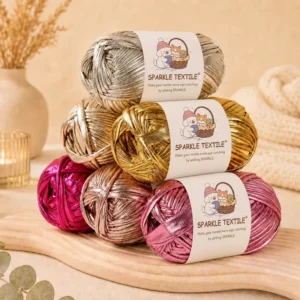 Handmade High Quality Chunky Metallic T Shirt Yarn Sparkle Polyester Fabric Strip Yarn Bulk for Hand Knitting Craft DIY Crochet