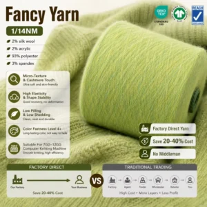 High Drape Anti wrinkle 1 14NM Wool Mix Fancy Fuzzy Yarn Elastic Brushed Blend Yarn for Knitted Wide Leg Pants Apparel