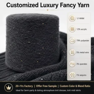 High Elastic 1 14NM Metallic Fancy Fuzzy Soft Sequin Spandex Blended Yarn For Beanie Scarf Festive Accessories Garen Garn Hilo