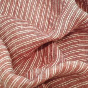 High End Skin Friendly Hemp Linen Blend Fabric Lightweight 120gsm Durable 50% Linen 50% Hemp Organic Stripes Fabric for Clothing