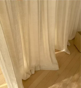 High Linen Content Cream Striped Sheer Curtains Natural Texture Voile Drapes Light Filtering Privacy Electric Smart Manual Japan