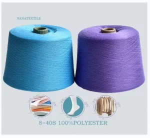 High Quality 100% Polyester Eco Friendly Raw Yarn 32s 21s Ring Spun Recycled Dyed for Socks Knitting Weaving Embroidery Sewing
