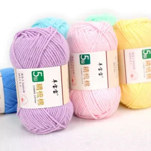 High Quality 5ply Milk Cotton Yarn for Hand Crochet Baby Dolls Skin Friendly Combed Wool Blended Knitting Material Kit