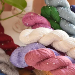 High Quality Customized Hand Dye Beaded Lyocell Yarn Women Sweater Knitting Yarn Multi Colors Sequin Fancy Beads Crochet Yarn