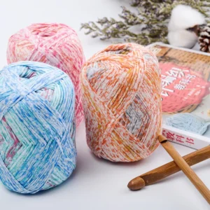 High Quality Customized Mixed Colors Fancy Yarn Spray Dyed Flat Silky 100% Cotton for Hand Knitting Crochet Sewing