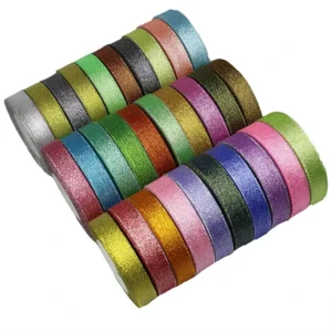 High Quality Double Face Sparkling Silk Metallic Glitter Ribbon for Party & Gift Wrapping for Bags Decorative Purposes
