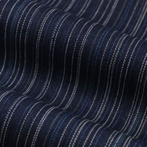 High Quality Fashion Cotton Poly Woven Denim Fabric for Jeans Jackets INDIGO YARN DYED STRIPE FABRIC
