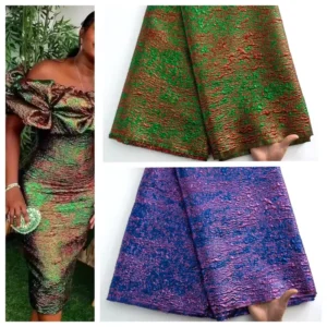 High Quality Polyester Metallic Luxury Shiny Jacquard Brocade Fabric for African Dress