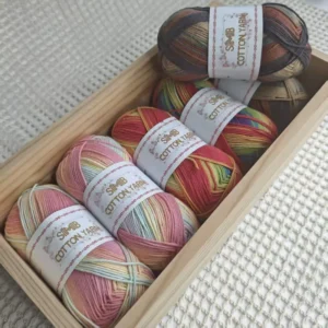 High Quality Rainbow Dyed 4 Ply 100% Cotton Fancy Yarn for Crochet Knitting Sewing & Embroidery 2 Rolls Per Bag