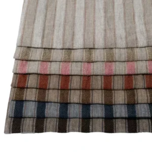 High Standard Organic Herringbone Stripe 100% Linen Fabric 138cm 140gsm Yarn Dyed Lightweight for Spring Summer Upholstery