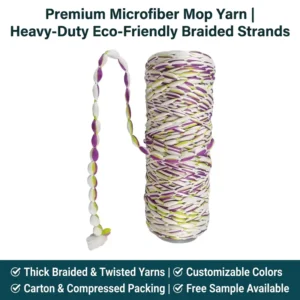 High Strength Colored Braided Microfiber Mop Yarn Lint Free Ribbon Shape Polyester Mop Material Roll for Mop Factory