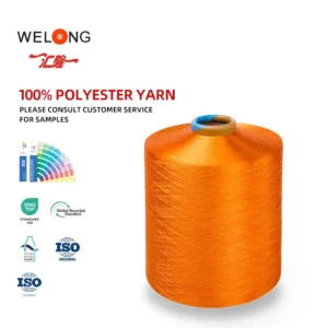 High Stretch 100% Polyester Filament Yarn 150D 48F Textured Eco Friendly Sock Yarn WELONG Brand Excellent Evenness Customized