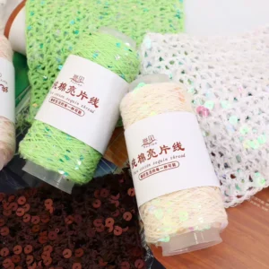 High Tenacity Fancy Blended Yarn with 3mm+6mm Transparent Sequins for Hand Knitting Embroidery Sewing