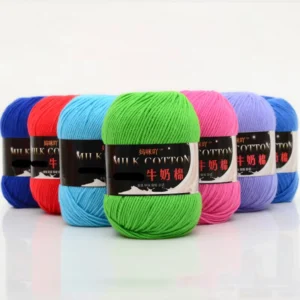 High Tenacity Strong 3 Ply Acrylic Yarn Milk Cotton Yarn Dyed Fabric for Hand Crochet Knitting Sweater