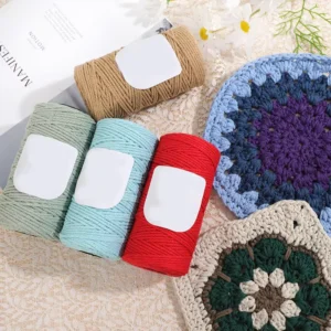 Hollow Cotton Thread 2mm Macrame Cotton Yarn Macrame Organic Pure Cotton Rope Crochet for Bag