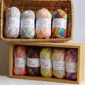 In Stock Long Distance Gradient Rainbow Colorful 4 Ply 100% Cotton Yarn Fancy Yarn for Crochet Knitting Bags Clothes