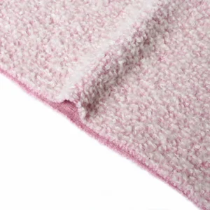 In Stock Soft Comfortable Pink Teddy Mohair Wool Fancy Yarn Loop Fleece Woolen Tweed Boucle Fabric for Winter Coat