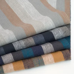 In Stock Textured 100% Linen Yarn Dyed Stripe Fabric Organic Breathable Vintage Style 137cm 165gsm Linen Fabric for Shirts Dress